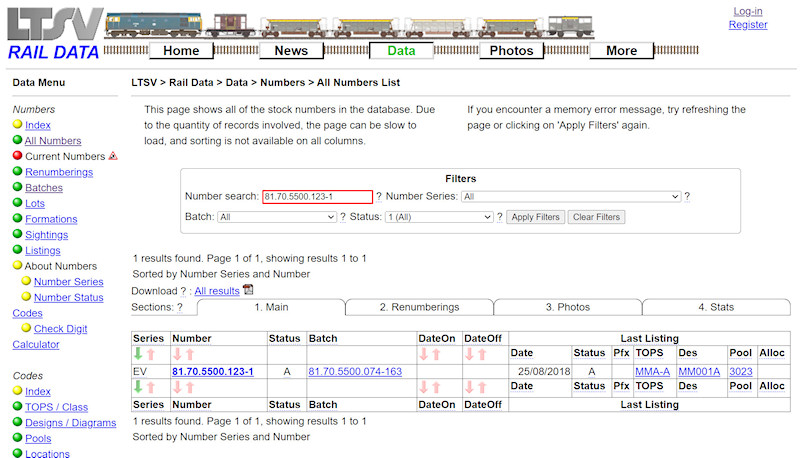 1.2.1.5 Searching for an RIV number (EVN) screenshot