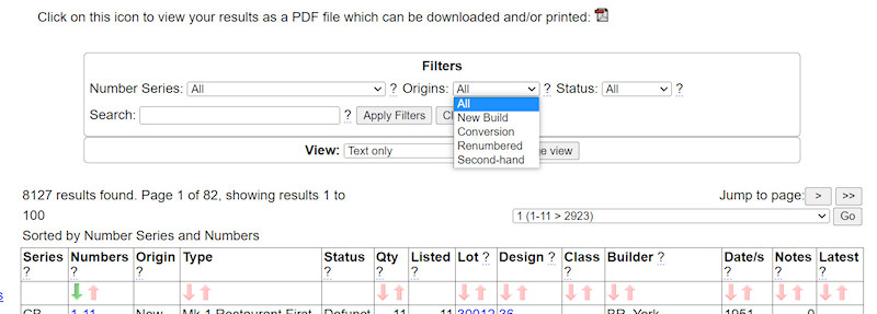 1.2.2.7 Filtering the Batch List by Origins screenshot
