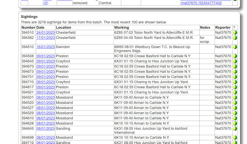 1.2.2.19 The Sightings section screenshot