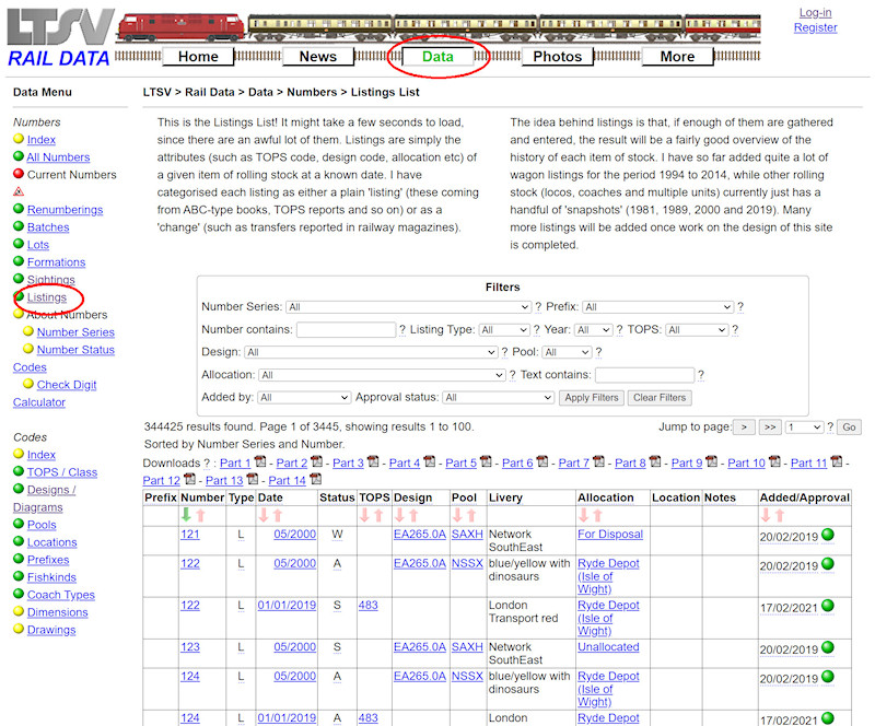 1.2.5.1 The Listings List page screenshot