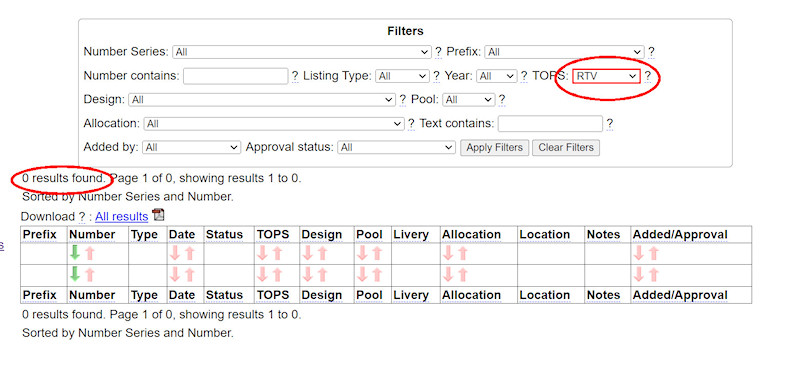 1.2.5.12 Filtering by TOPS code screenshot