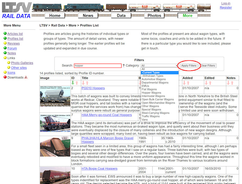 1.2.9.5 Filtering the Profiles List screenshot
