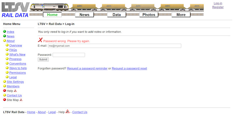 2.1.2.3 Error during log-in screenshot